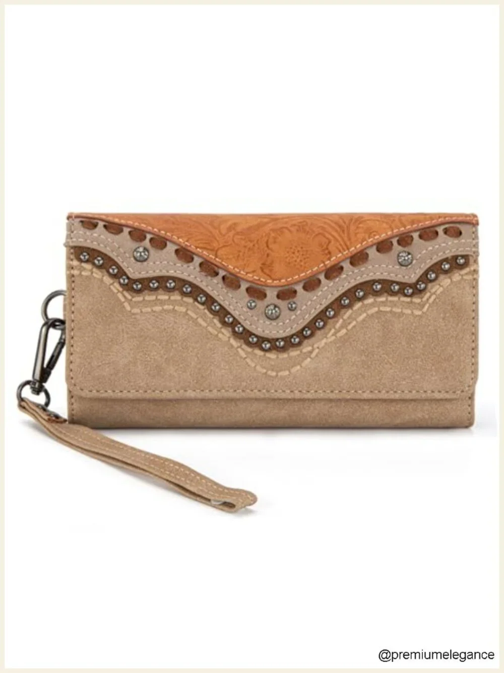 Tri-Fold Wristlet Wallet with RFID Blocking Vegan Leather